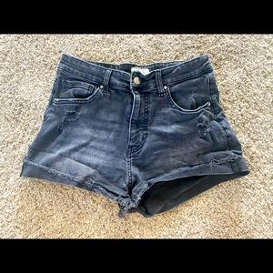 H&M Black Denim Distressed Shorts